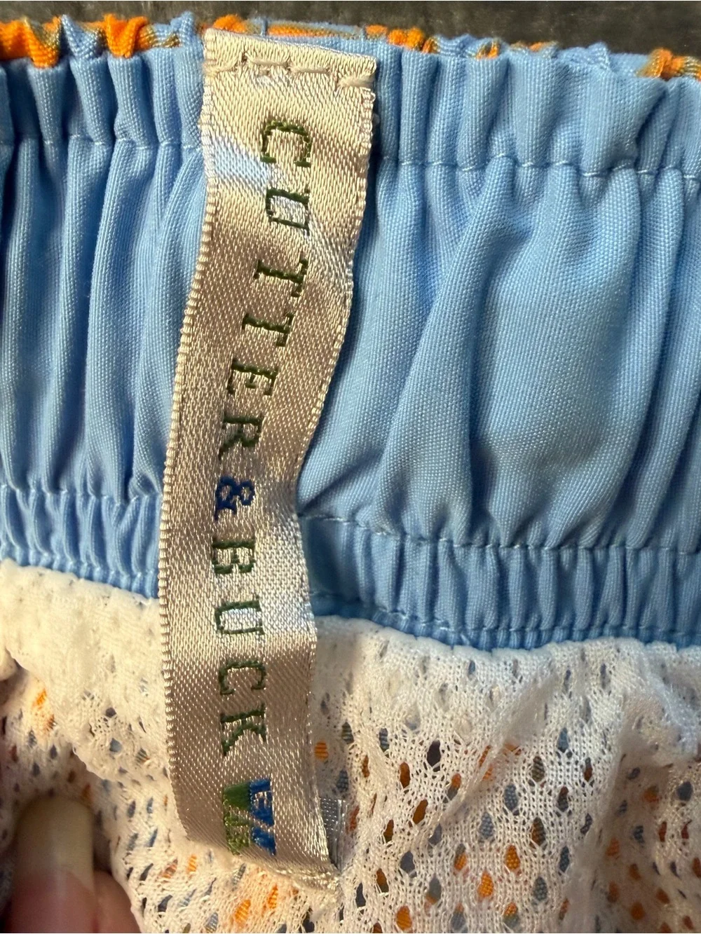 Cutter & Buck Light Blue Swim Trunks with Orange Accent